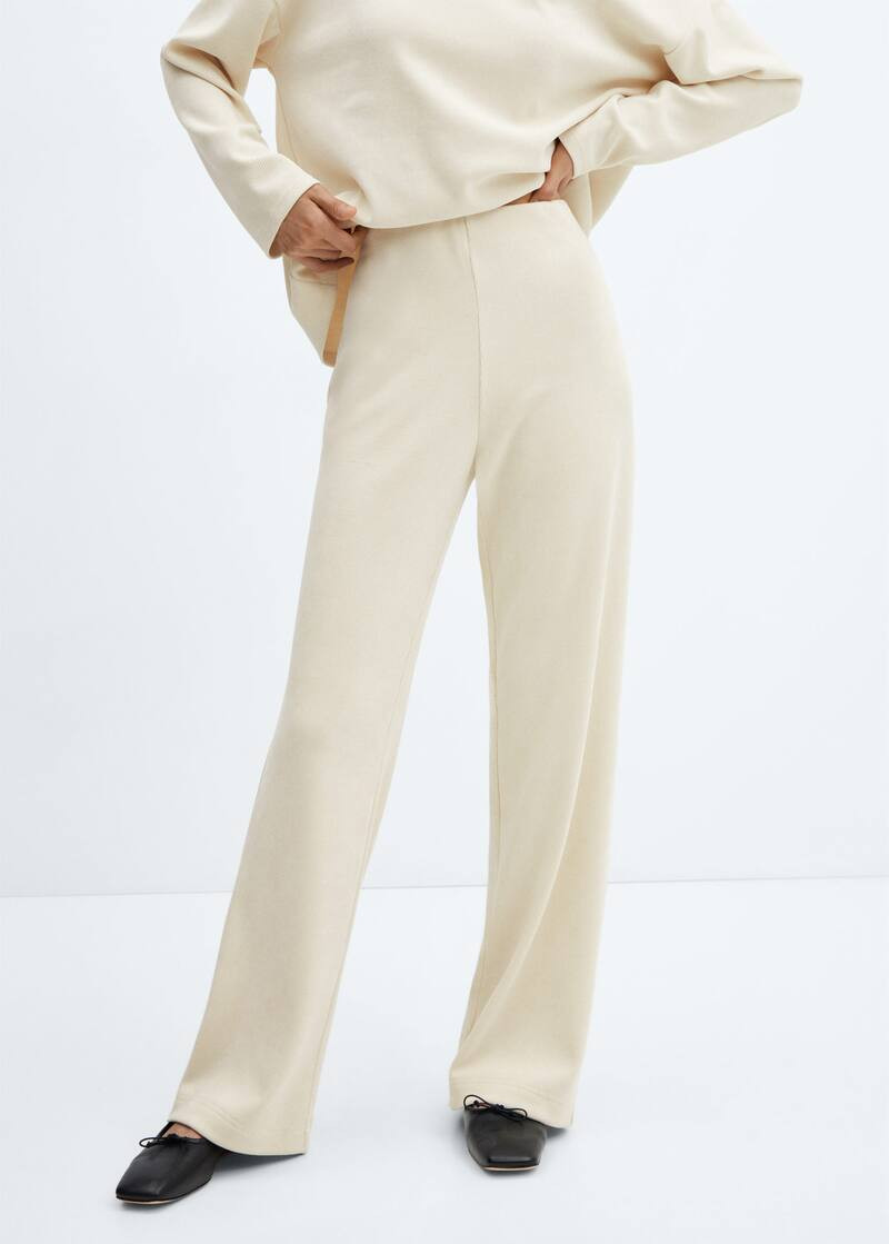 Pantalon velours côtelé taille élastique -  Femme | Mango France | MANGO (FR)