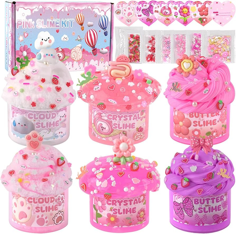 6 Pack Slimes, Pink Slime Kids, Cloud Slime kit for Girls Ages 8-12, Toys for Girls and Boys, for... | Amazon (US)