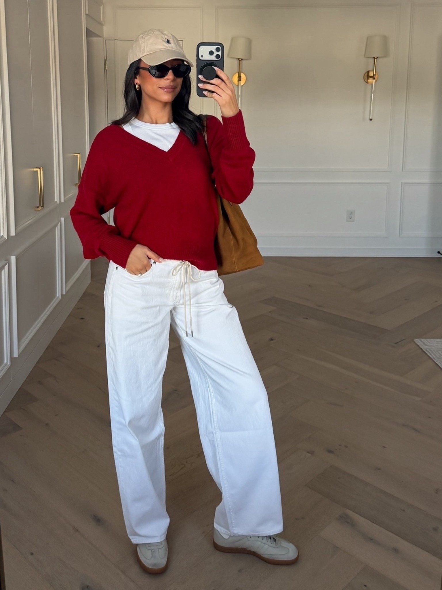 Spring outfit on SALE!! Use code SPRINGAF to save an extra 15% OFF!! Wearing size M v-neck sweater and size 27 long low rise jeans with drawstring detail 

spring outfit, spring fashion, Abercrombie jeans, Abercrombie sale, white jeans, mom outfit, postpartum outfit, pregnancy outfit  

#LTKSaleAlert #LTKmomlife #LTKSeasonal