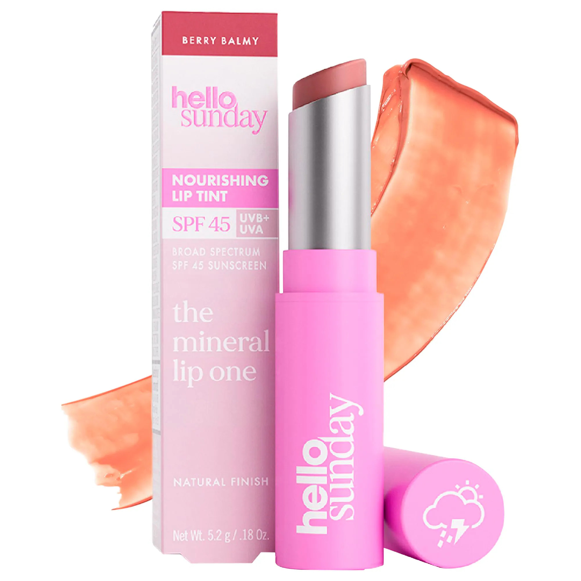 Hello Sunday The Mineral Lip One SPF 45 Nourishing Lip Tint Berry Balmy 0.18 oz/5.2 g | Sephora (US)