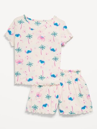 Disney© Ribbed Stitch Pajama T-Shirt and Shorts Set for Girls | Old Navy (US)