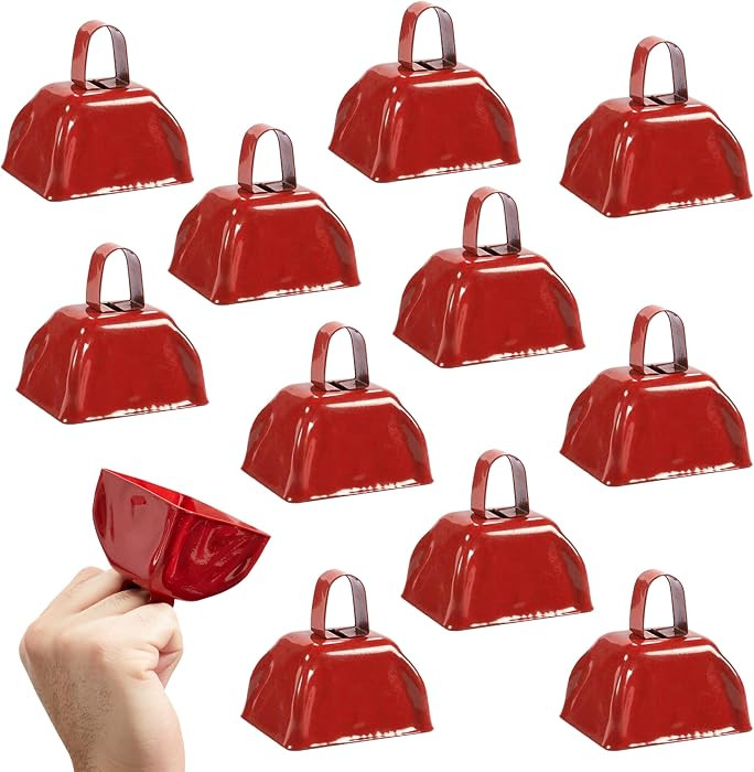 BLUE PANDA 12-Pack 3-Inch Mini Cowbells \u2013 Red Metal Noise Makers for Sporting Events, Footba... | Amazon (US)