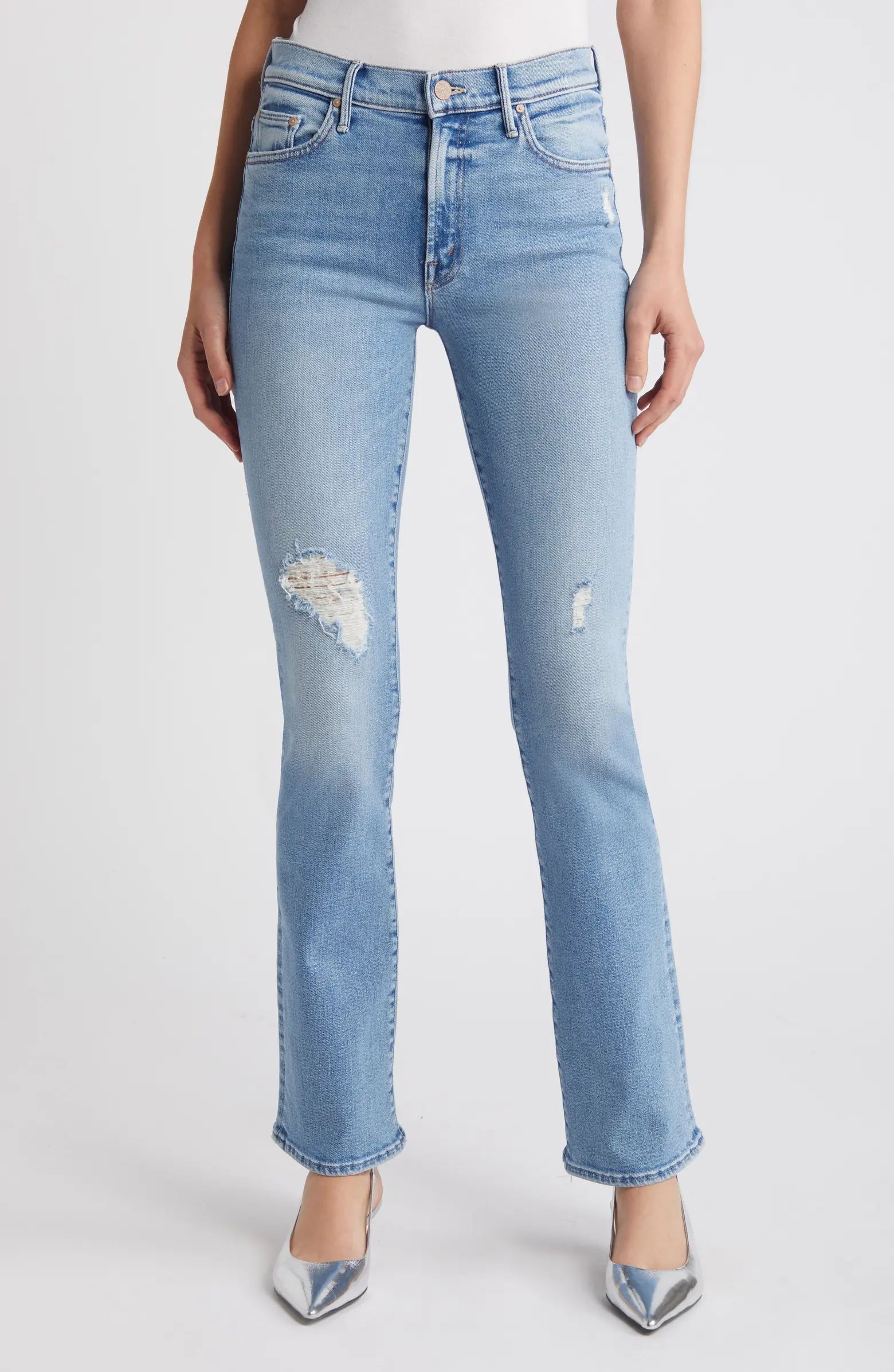 MOTHER The Insider Sneak Distressed High Waist Bootcut Jeans | Nordstrom | Nordstrom