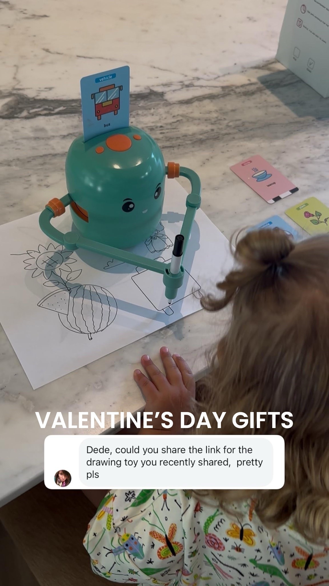 The kids are obsessed with this toy!

Valentines day gift ideas, amazon, amazon toy, amazon kids toy, drawing robot toy for kids, Nashville, mom of 3, Dede Raad, dress up buttercup 

#LTKKids #LTKFindsUnder100
