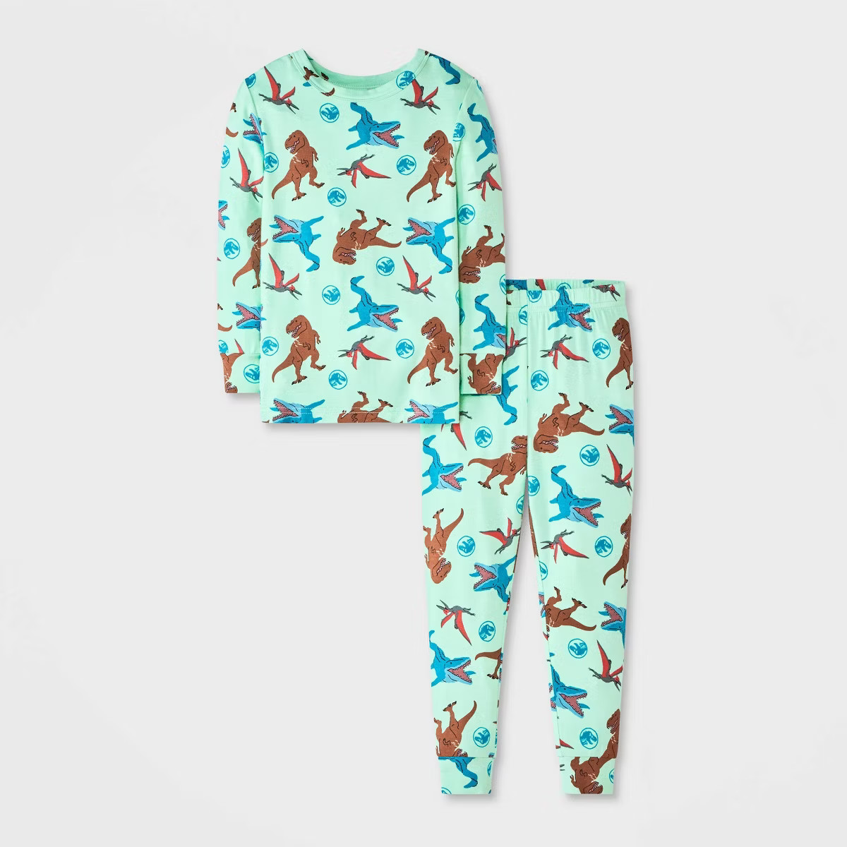 Toddler Boys' 2pc Jurassic World Long Sleeve Viscose Snug Fit Pajama Set - Green | Target
