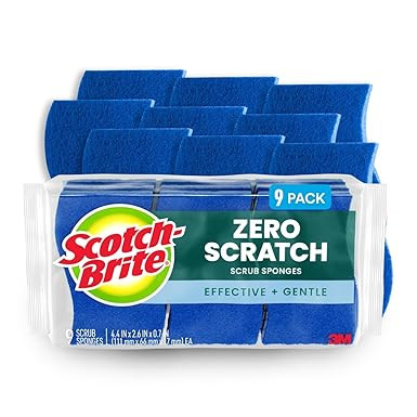 Scotch-Brite Zero Scratch Scrub Sponge, 9 Kitchen Sponges for Cleaning Around the Home, Bathroom ... | Amazon (US)