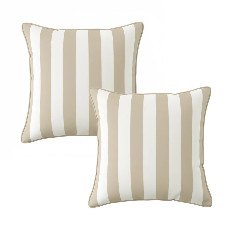 Mainstays 16 in x 16 in Tan Cabana Outdoor Pillow, Tan | Walmart (US)