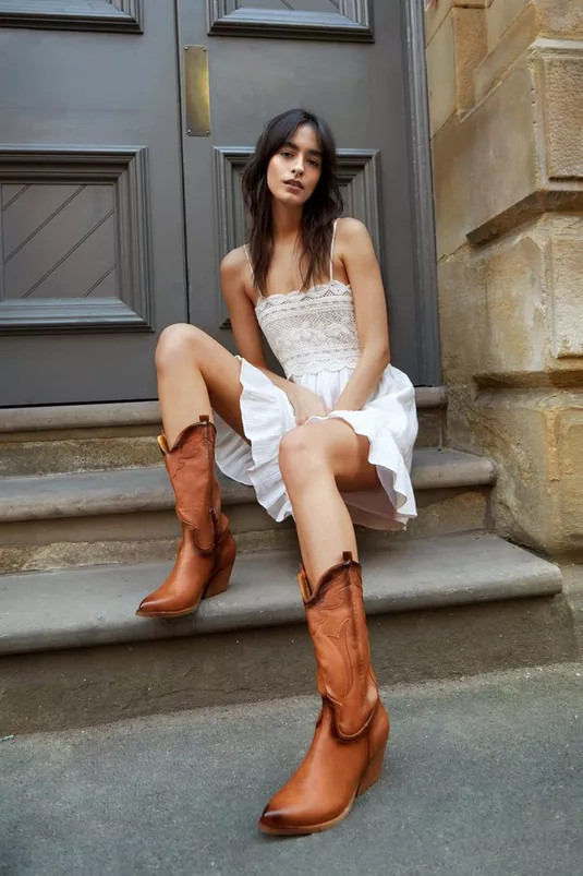 Faux Leather Mid Rise Burnished Cowboy Boots | Nasty Gal (US)