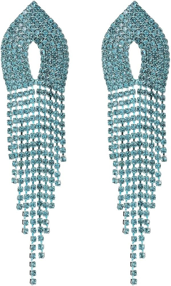 Rhinestone Earrings Dangling for Women Sparkly Silver Dangle Earrings Girls Long Chandelier Earri... | Amazon (US)