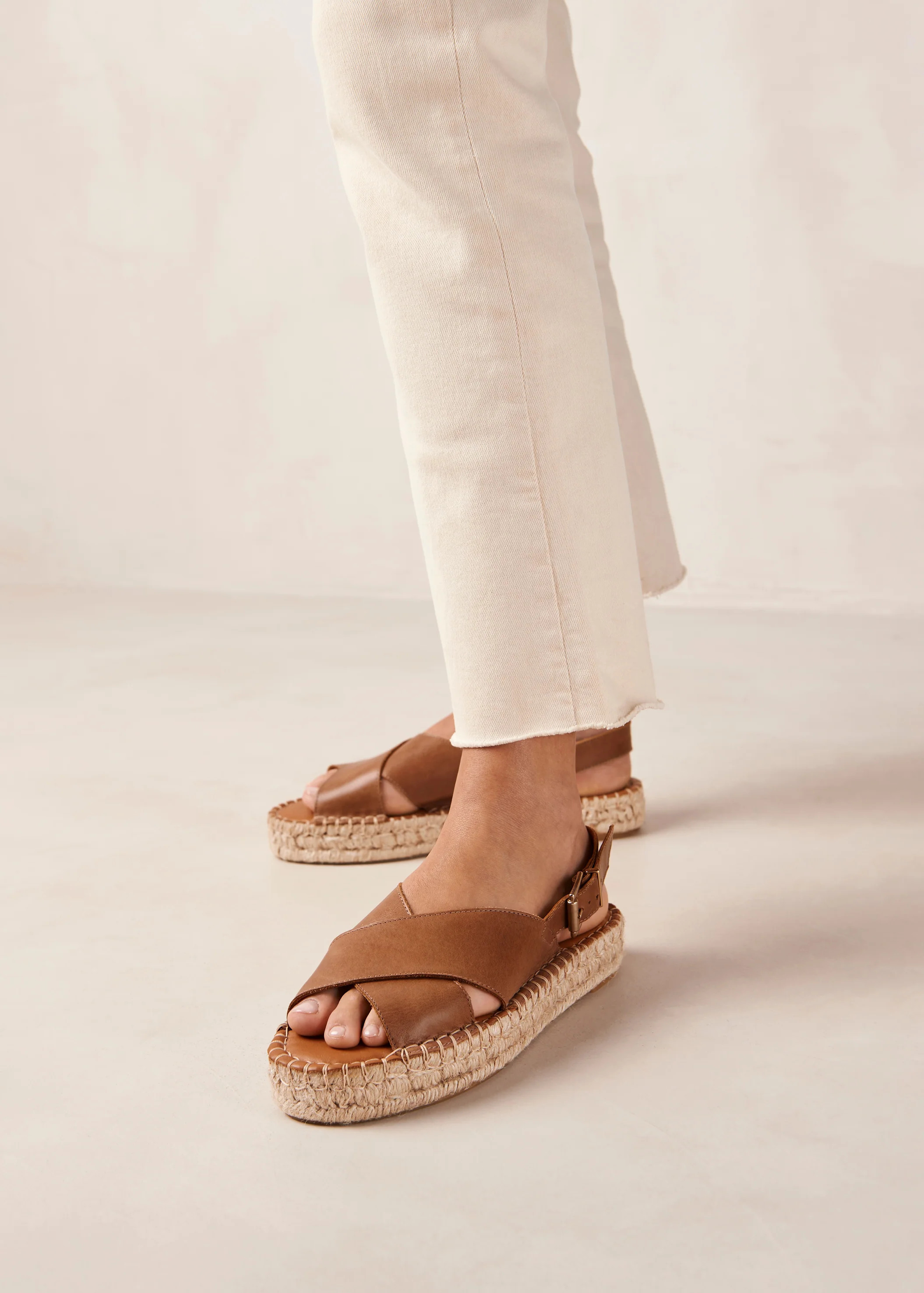 Crossed - Brown Leather Espadrilles | ALOHAS | Alohas US