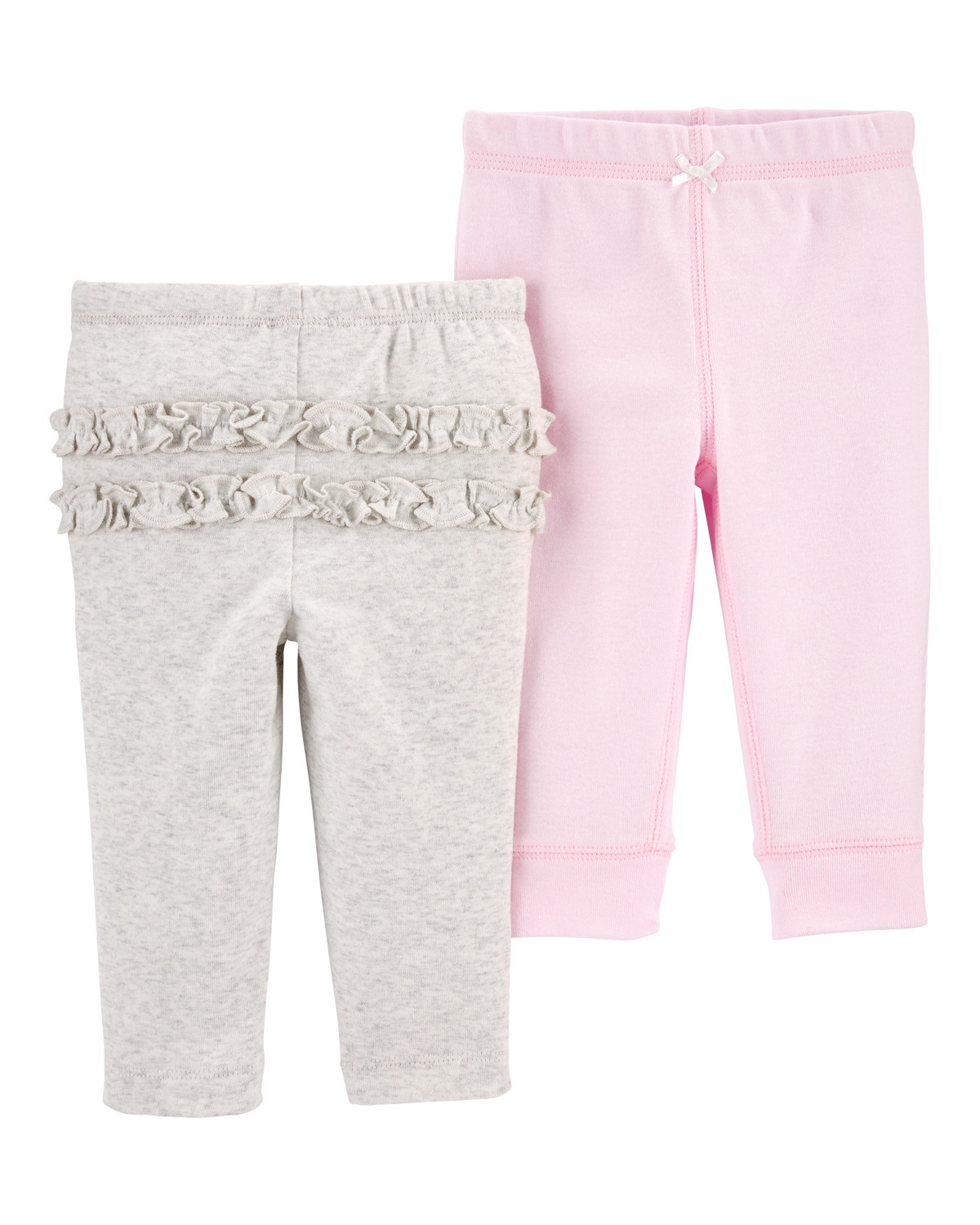 Baby 2-Pack Ruffle-Detail Cotton Pants - Grey/Pink - Carter's | Carter's | Carter's Inc