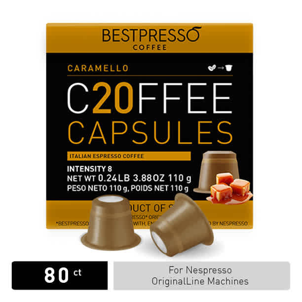Bestpresso Coffee for Nespresso OriginalLine Machine 80 pods Certified Genuine Espresso Caramel Blend(Medium Intensity) Pods Compatible with Nespres | Jomashop.com & JomaDeals.com