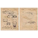 Vintage Porsche Carrera GT Patent Poster Prints, Set of 2 (8x10) Unframed Photos, Wall Art Decor Gif | Amazon (US)