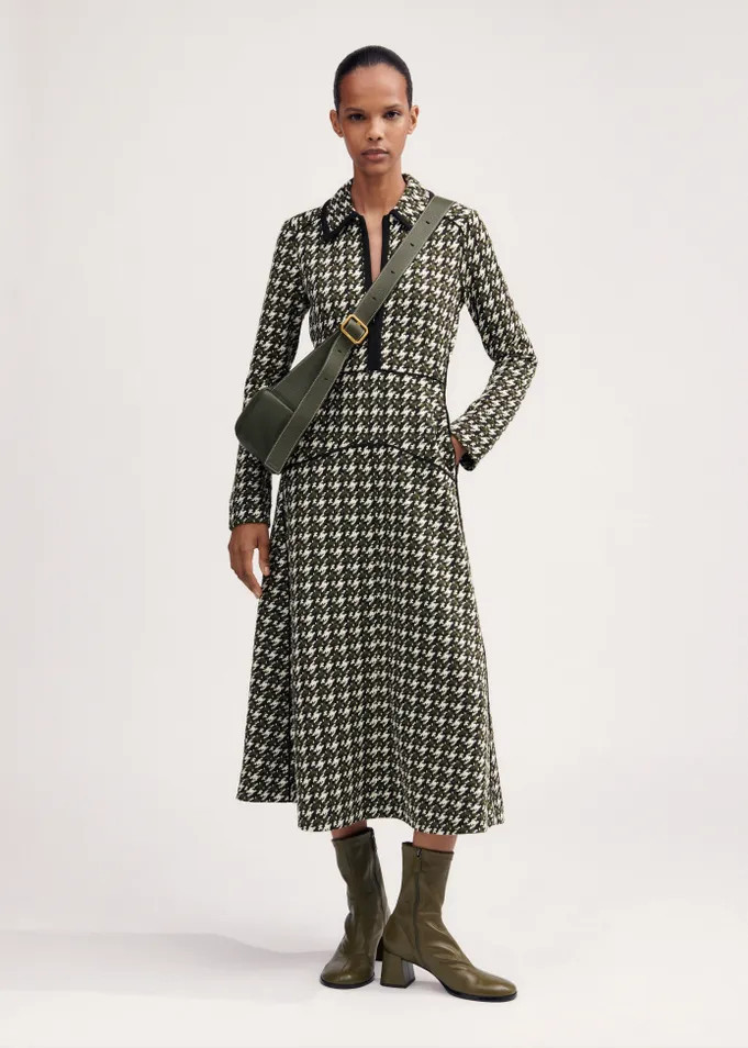 Travel Tailoring Houndstooth Midi Dress | ME+EM US