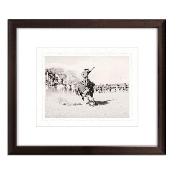 Framed Cowboy Riding Horse Photo with Deckled Edge Wall Art, 12x14 | At Home