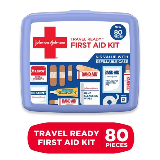 Johnson & Johnson Travel Ready Portable Emergency First Aid Kit, 80 pc | Walmart (US)