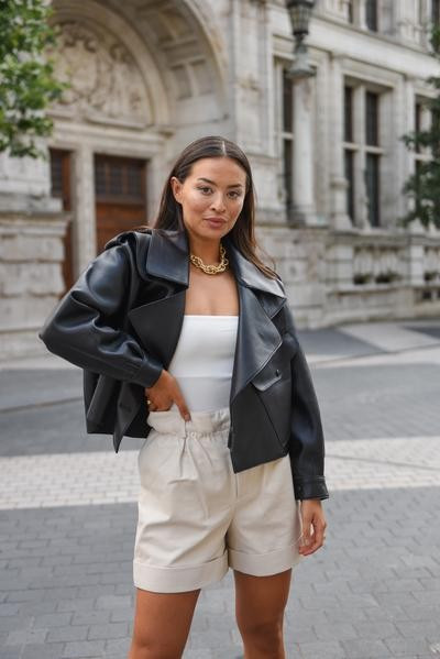 Black Oversized Leather Jacket | DE SAVARY LONDON