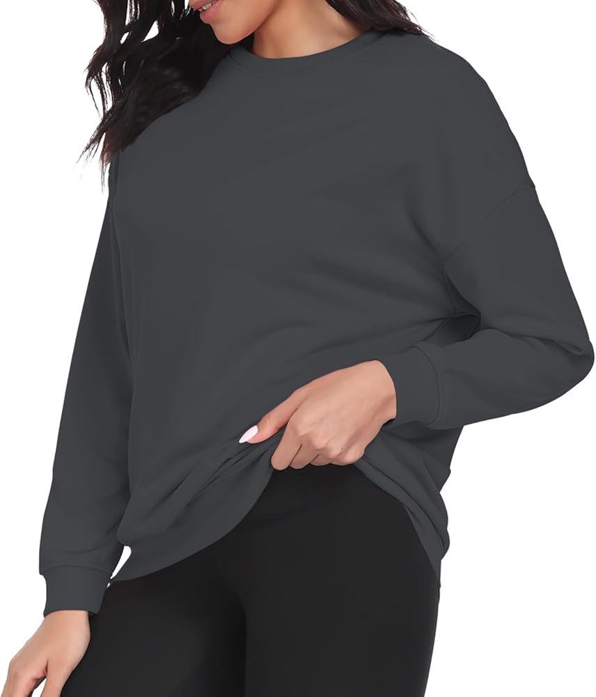 Sudadera clásica de cuello redondo para mujer, ajuste relajado, suave, cómoda, con puños y dob... | Amazon (US)