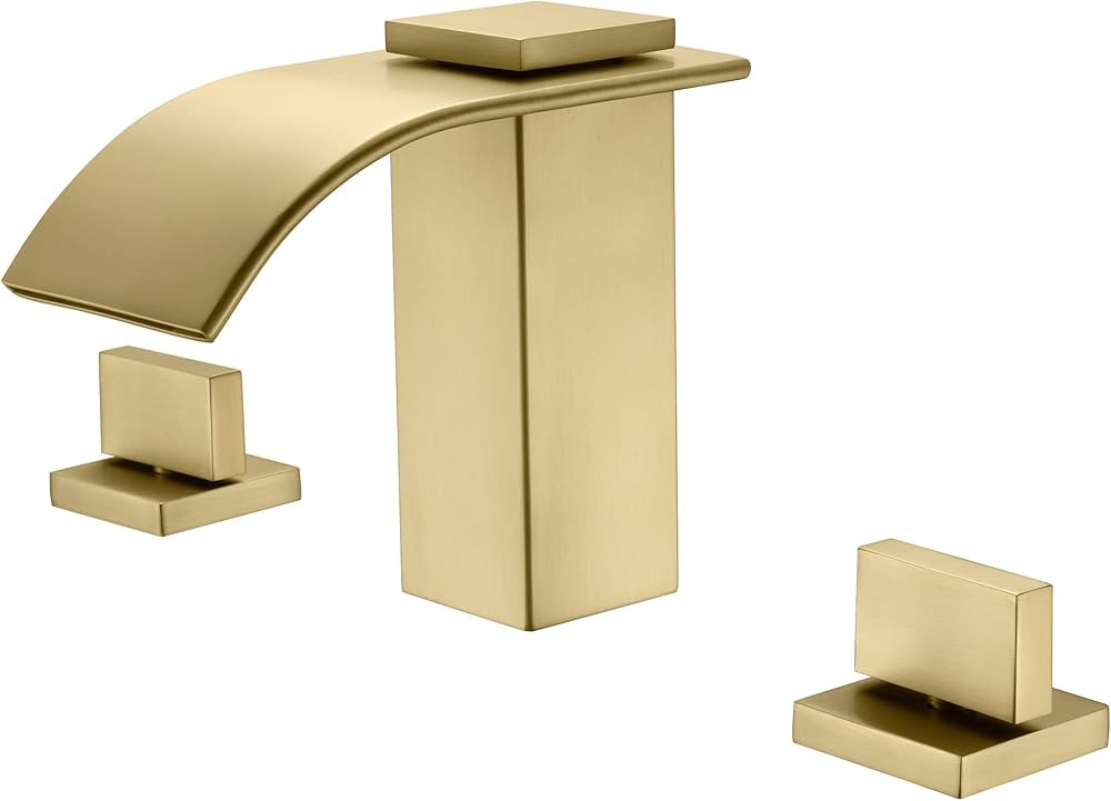 SUMERAIN Brushed Gold Waterfall Bathroom Faucet 3 Hole 8 Inch Widespread Bathroom Sink Faucet | Amazon (US)