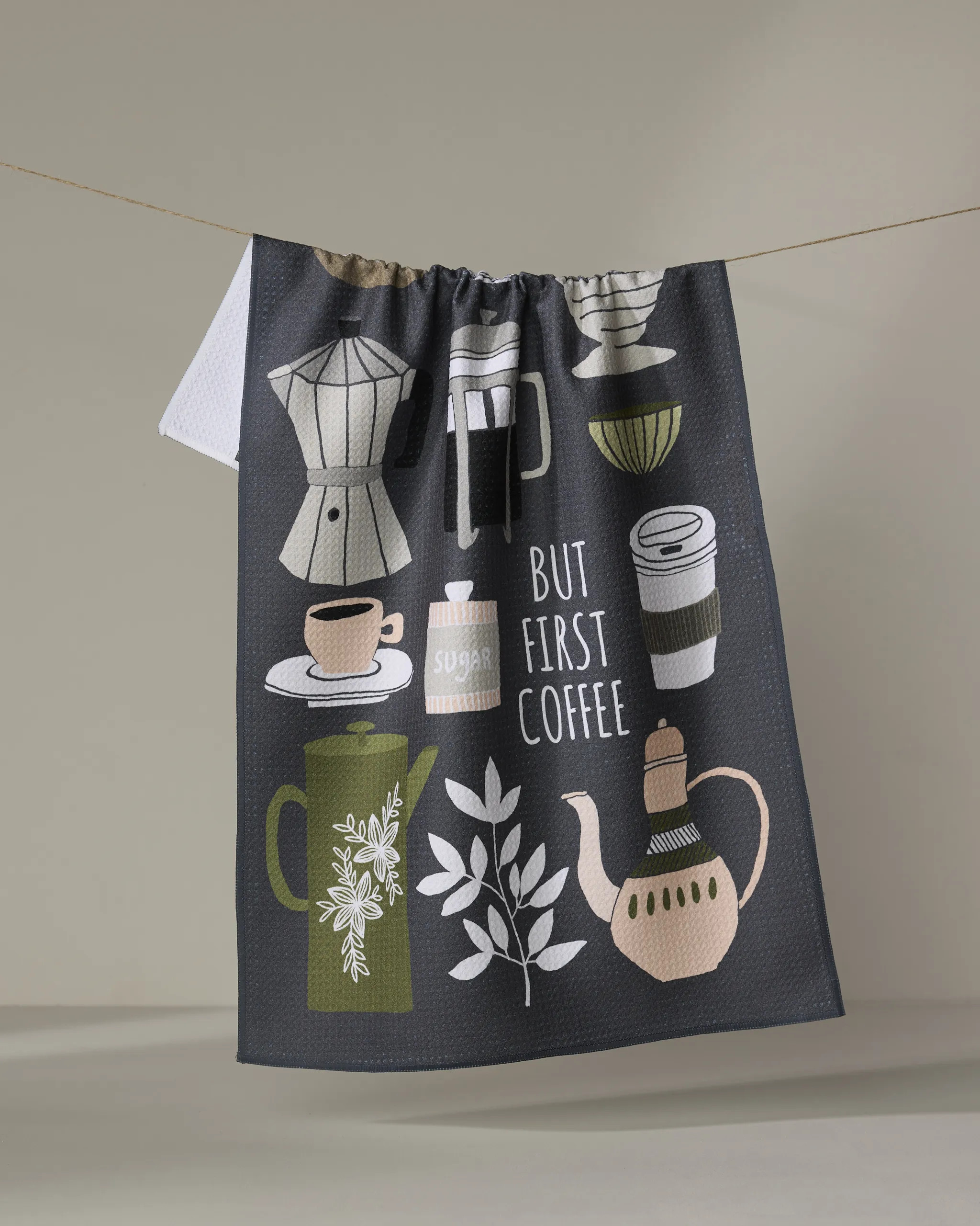 But First, Coffee Tea Towel | Geometry | Geometry