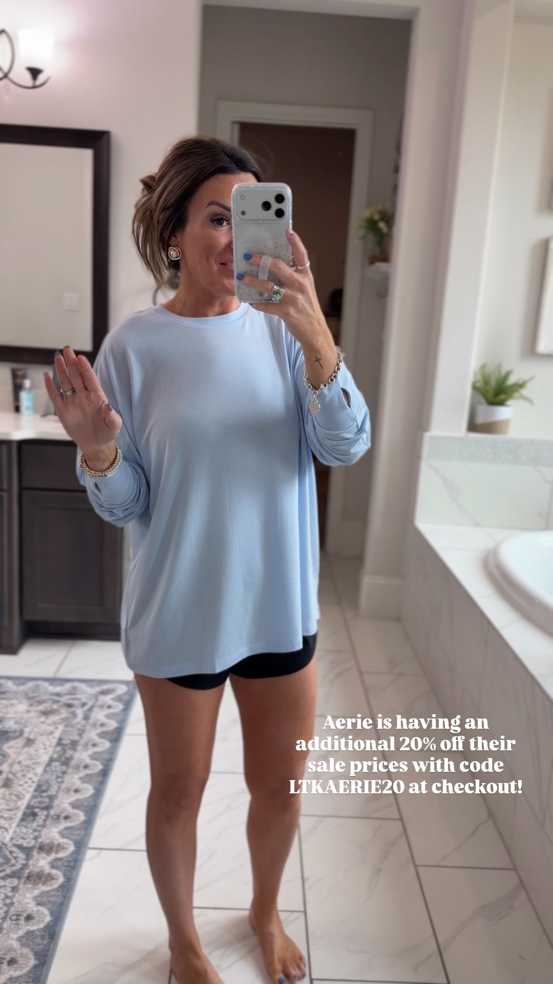 Wearing a Medium in this Aerie long sleeve! 

#LTKootd #LTKgrwm #LTKdayinmylife
