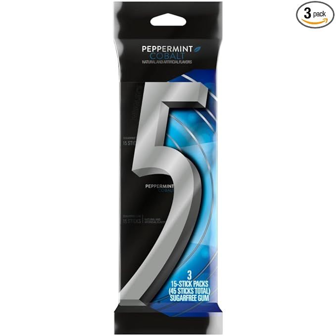 5 Gum, Peppermint Cobalt Sugarfree Gum, 45 ct | Amazon (US)
