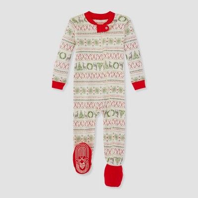 Burt's Bees Baby® Baby Fair Isle Organic Cotton Footed Pajama - Red | Target
