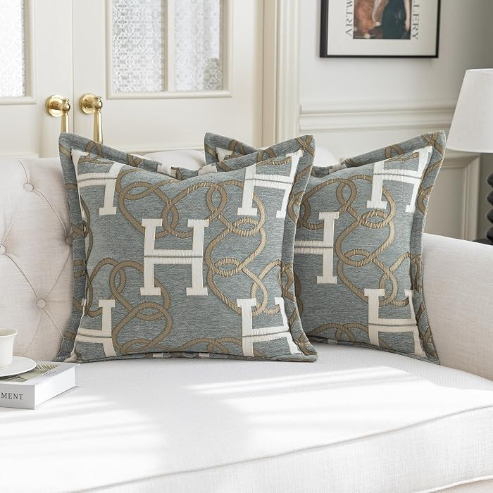 1 Piece Modern Letter H Throw Pillow Cover 20x20 Inch, Gray | Amazon (US)