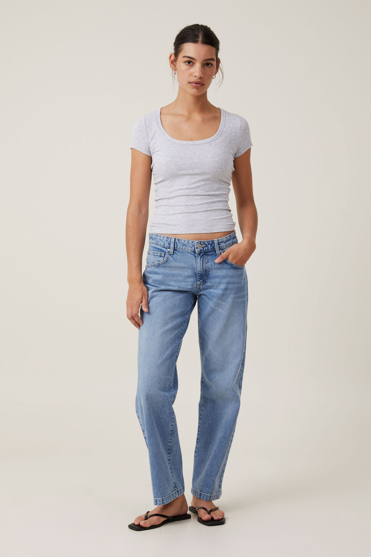 Staple Rib Scoop Neck Short Sleeve Top | Cotton On (US)