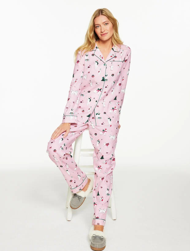 Cotton Flannel Sleep Set - Christmas Dogs | Talbots
