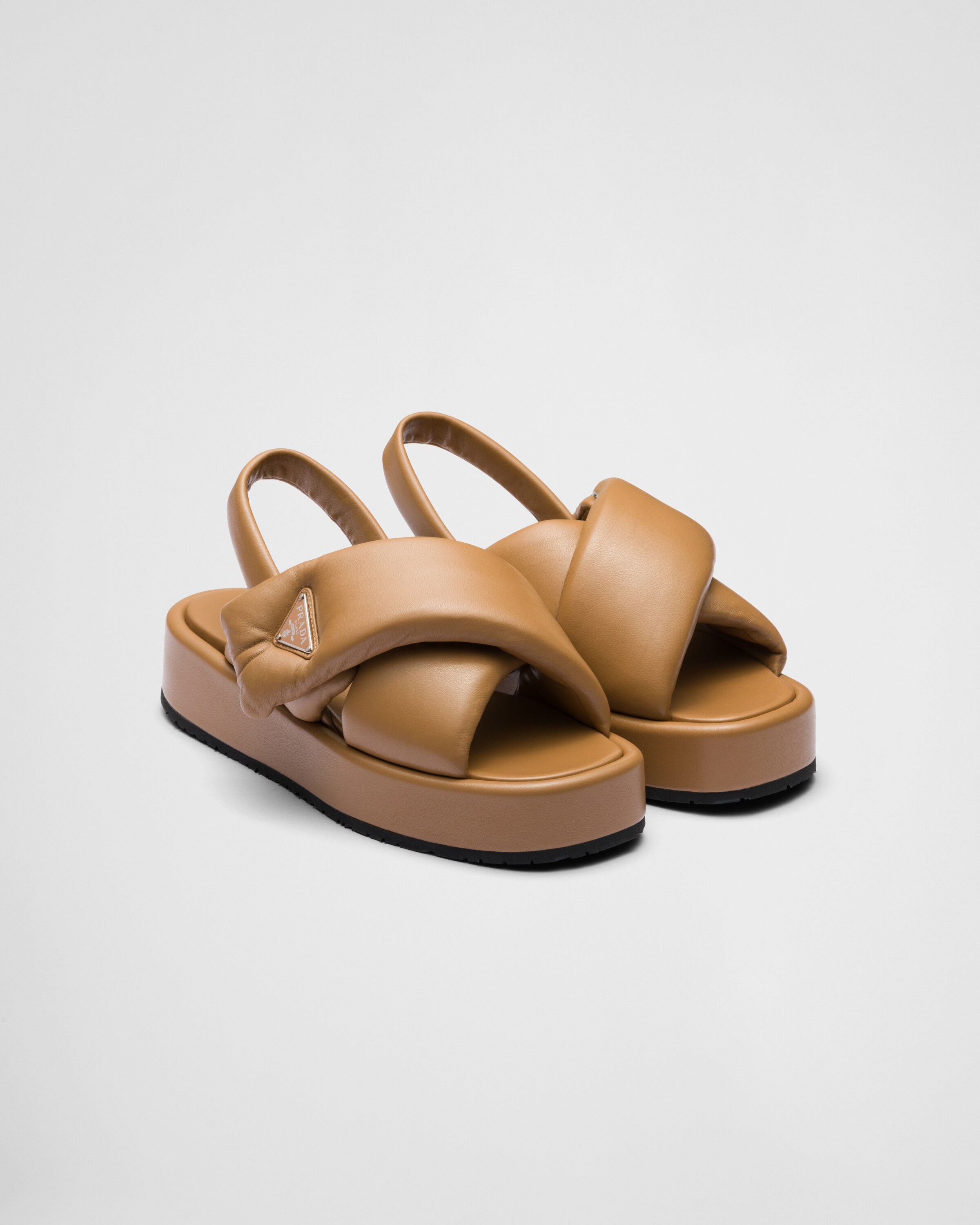 Prada Soft padded nappa leather wedge sandals | Prada Spa US