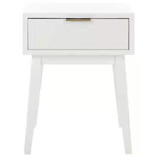 SAFAVIEH Keya 18 in. White Rectangle Wood Storage End Table ACC6601A - The Home Depot | The Home Depot