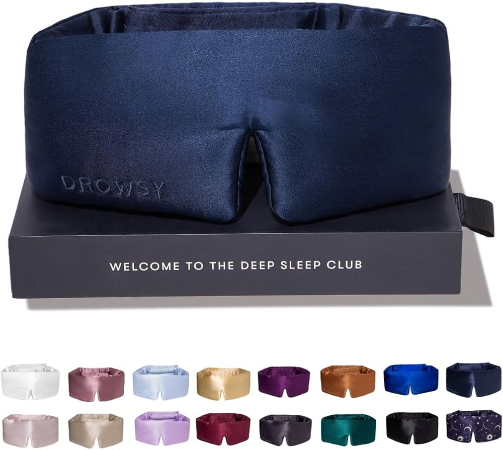 DROWSY Silk Sleep Mask - Face-Hugging, Padded Cocoon for Luxury Sleep in Total Darkness - 100% Pu... | Amazon (US)