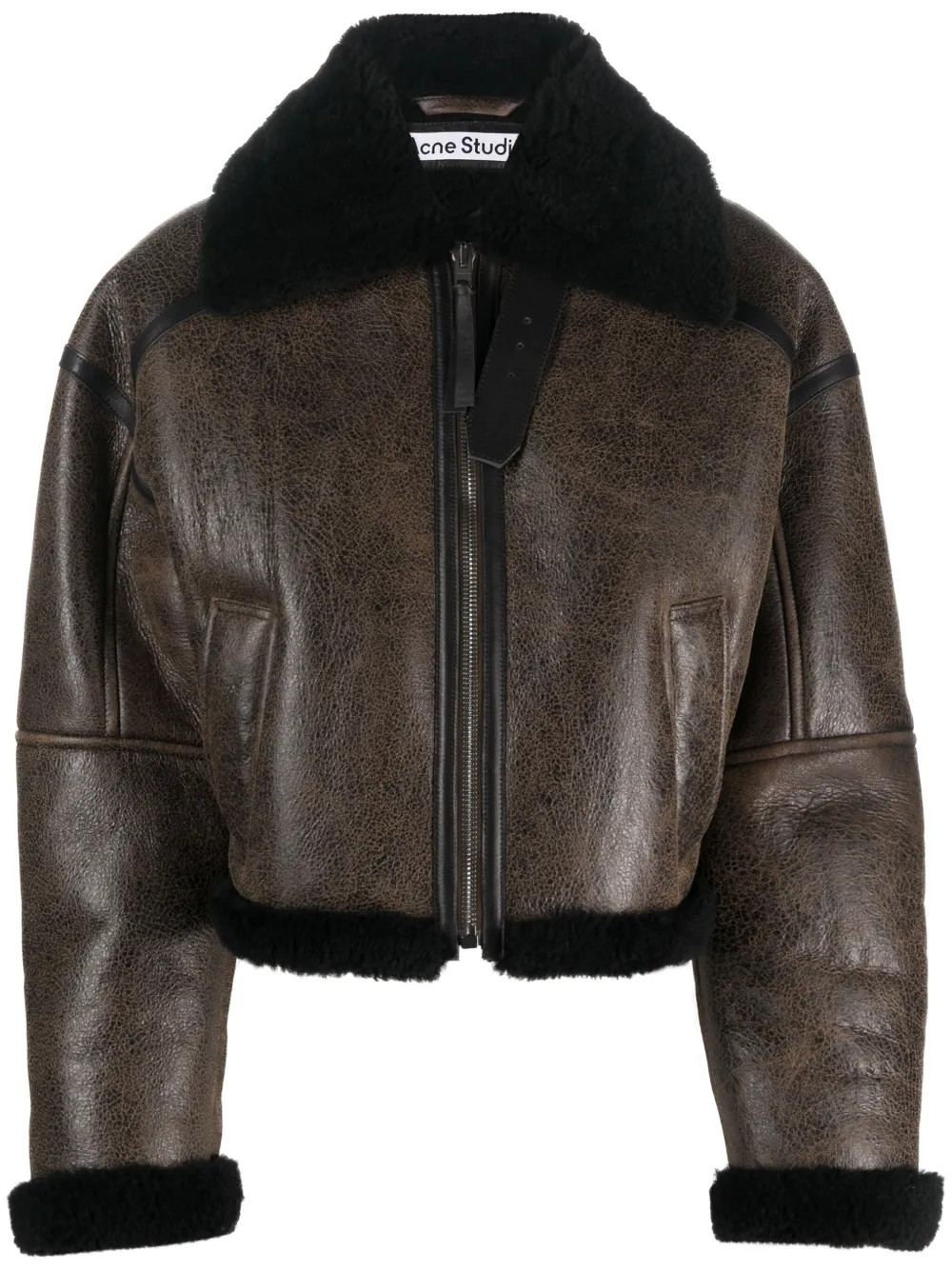 Acne Studios shearling-trim Leather Jacket  - Farfetch | Farfetch Global