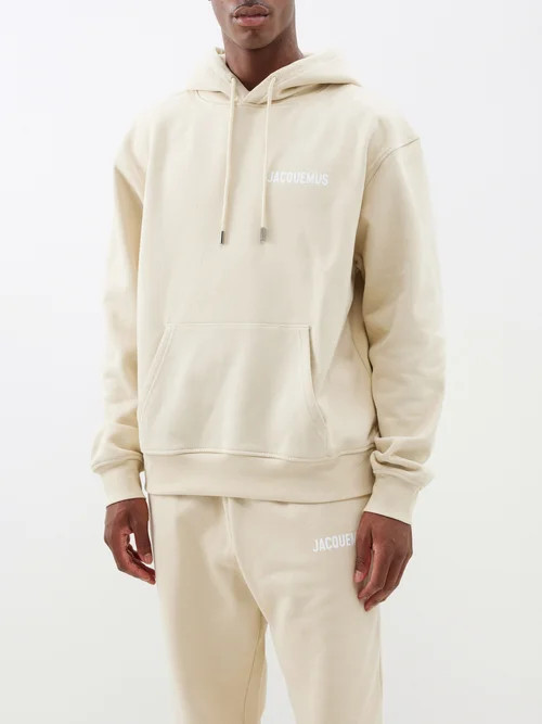 Jacquemus - Logo-print Organic-cotton Hoodie - Mens - Beige | Matches (US)