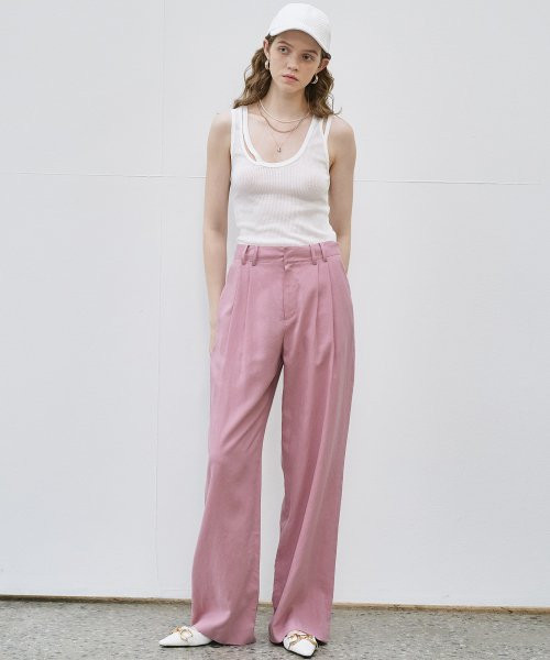 2110 Tencel Linen Wide Pants (Pink) | Musinsa Global