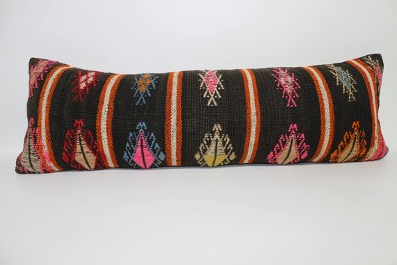 12x24 Black Kilim Pillow 12x24 Handwoven Kilim Pillow Embroidered Kilim Pillow Lumbar Kilim Pillow B | Etsy (US)
