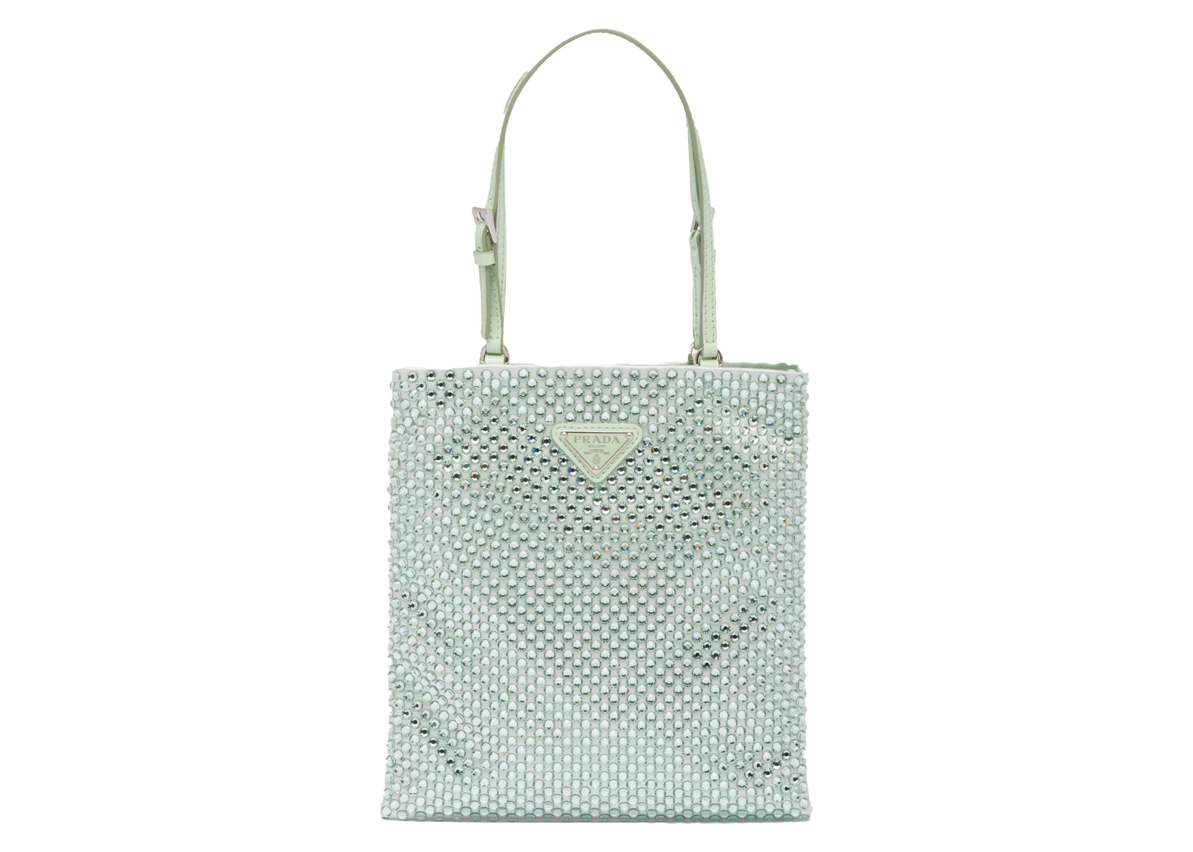 Prada Embellished Satin Handbag Aqua | StockX
