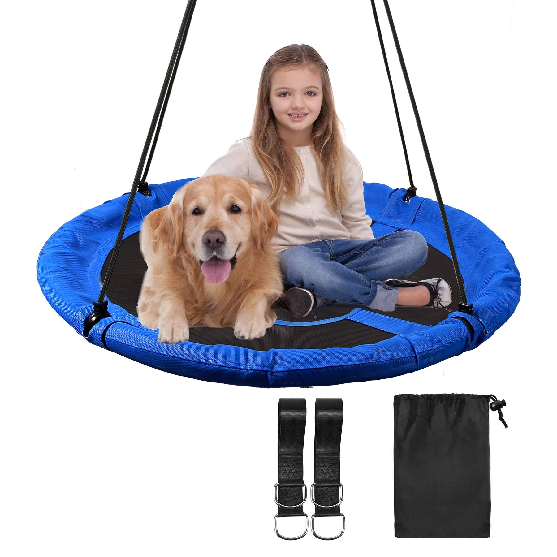 RedSwing 43" Flying Saucer Swing for Kids Outdoor, Large Round Tire Swings for Trees and Swingset, Strong Heavy Duty for Outside Playground, 500LBS Weight Capacity, Blue | Amazon (US)