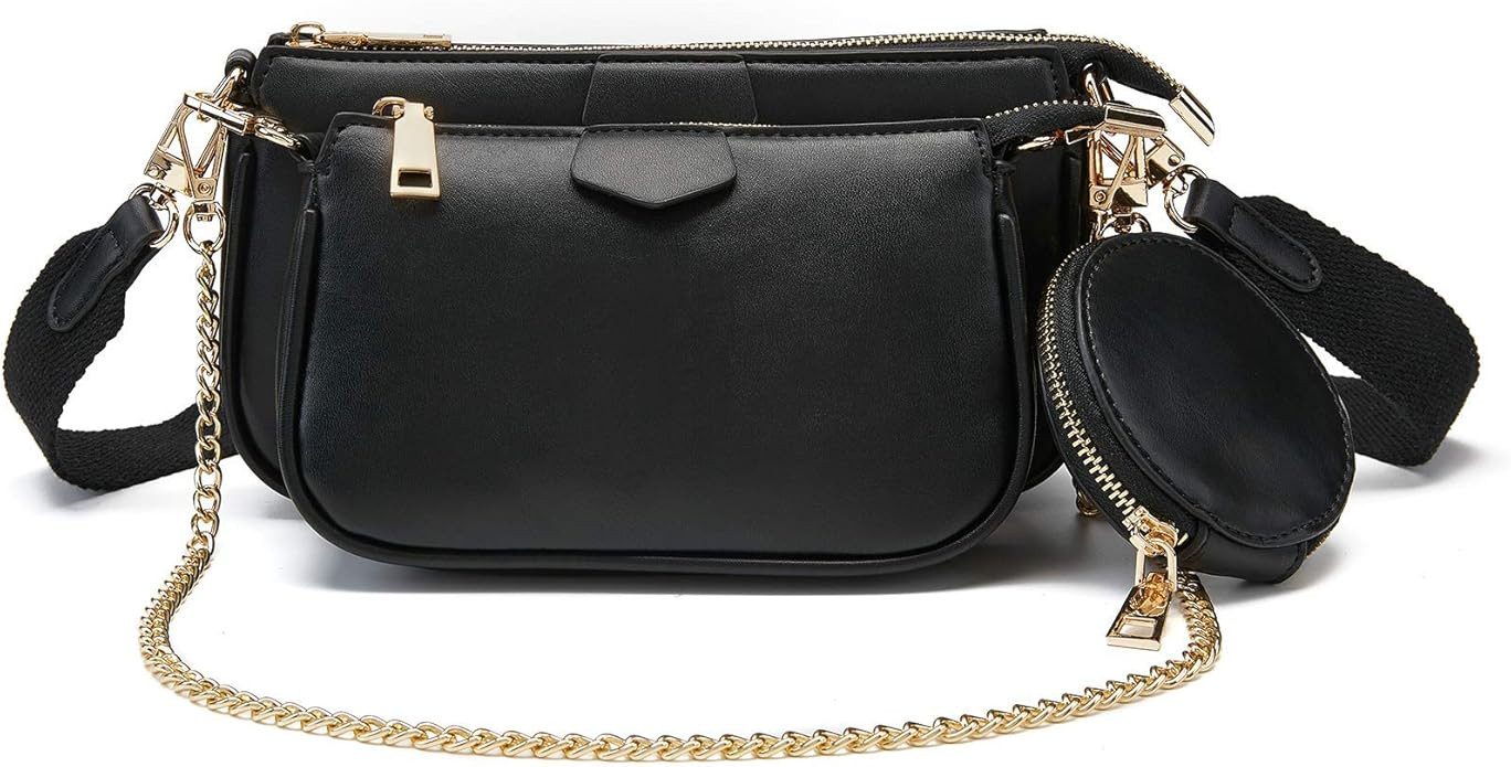 Small Crossbody Bags for Women Multipurpose Golden Zippy Handbags with Coin Purse including 3 Siz... | Amazon (US)