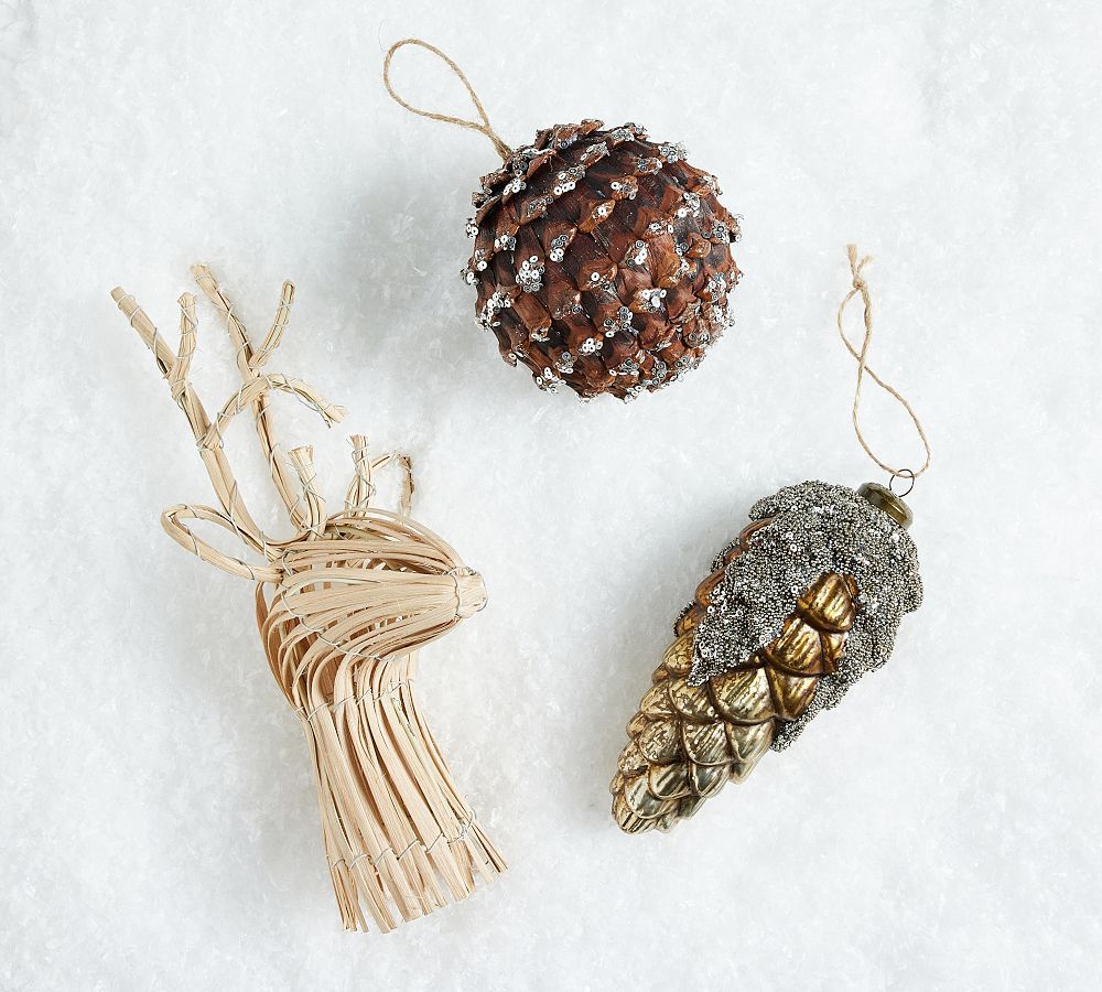 Rustic Glam Natural Ornaments - Set of 3 | Pottery Barn (US)