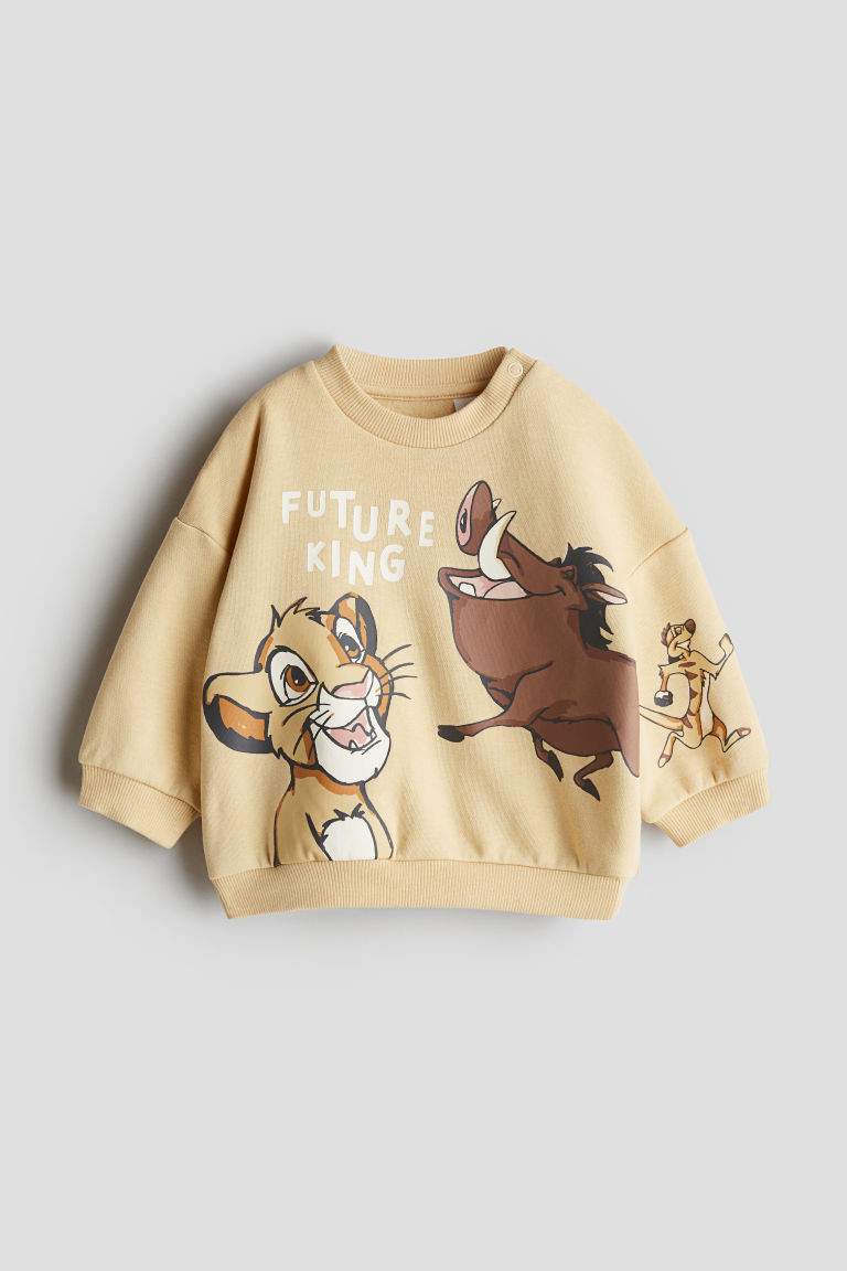 H & M - Sweatshirt with Printed Motif - Beige | H&M (US + CA)