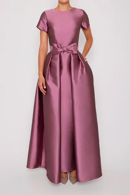 Bella Silk and Wool Column Gown with Bow Convertible Skirt | ALEXIA MARIA