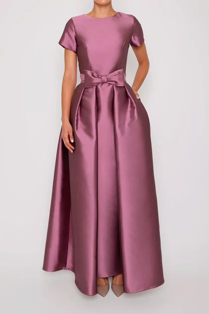 Bella Silk and Wool Column Gown with Bow Convertible Skirt | ALEXIA MARIA