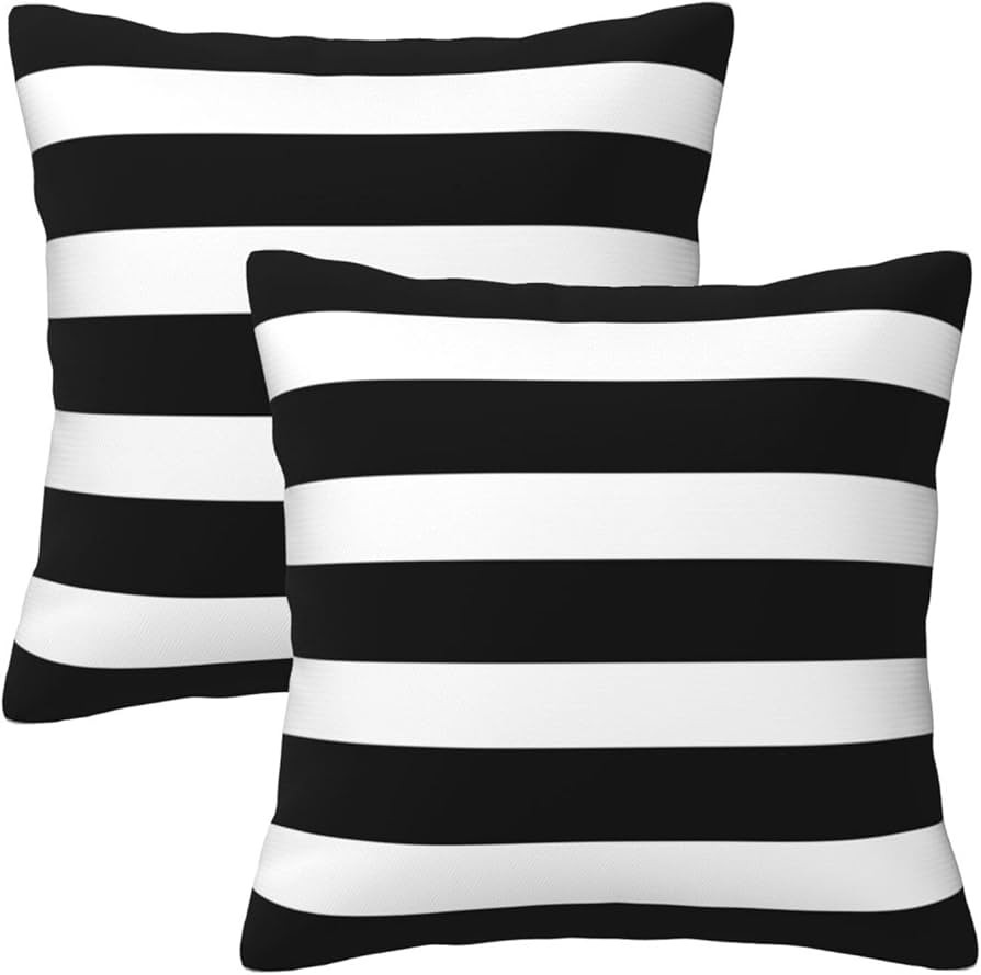 Stripe Black and White Farmhouse Throw Pillow Covers 18x18 in Pillow Case Soft Outdoor Pillow cas... | Amazon (US)