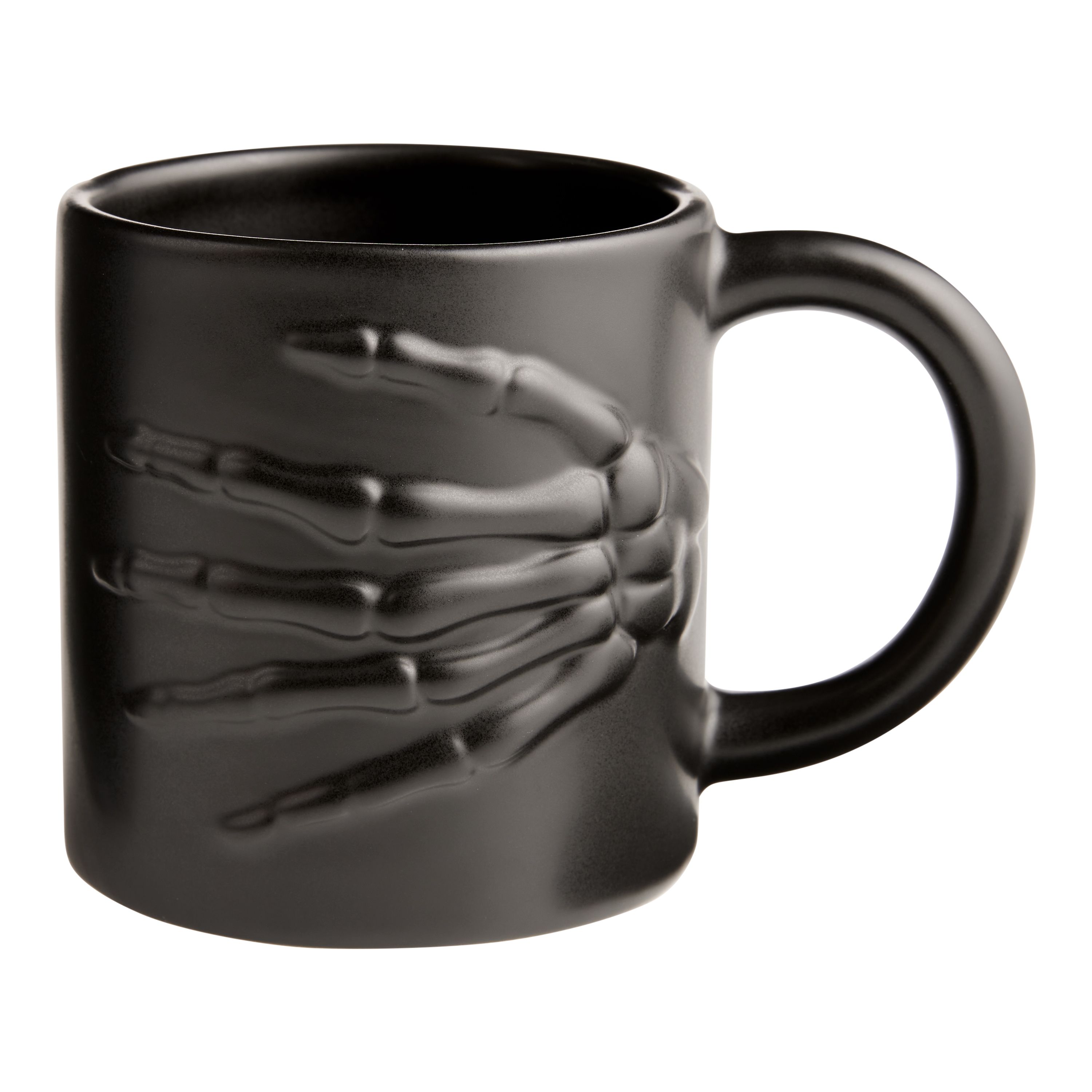 Matte Black Skeleton Hand Ceramic Mug | World Market