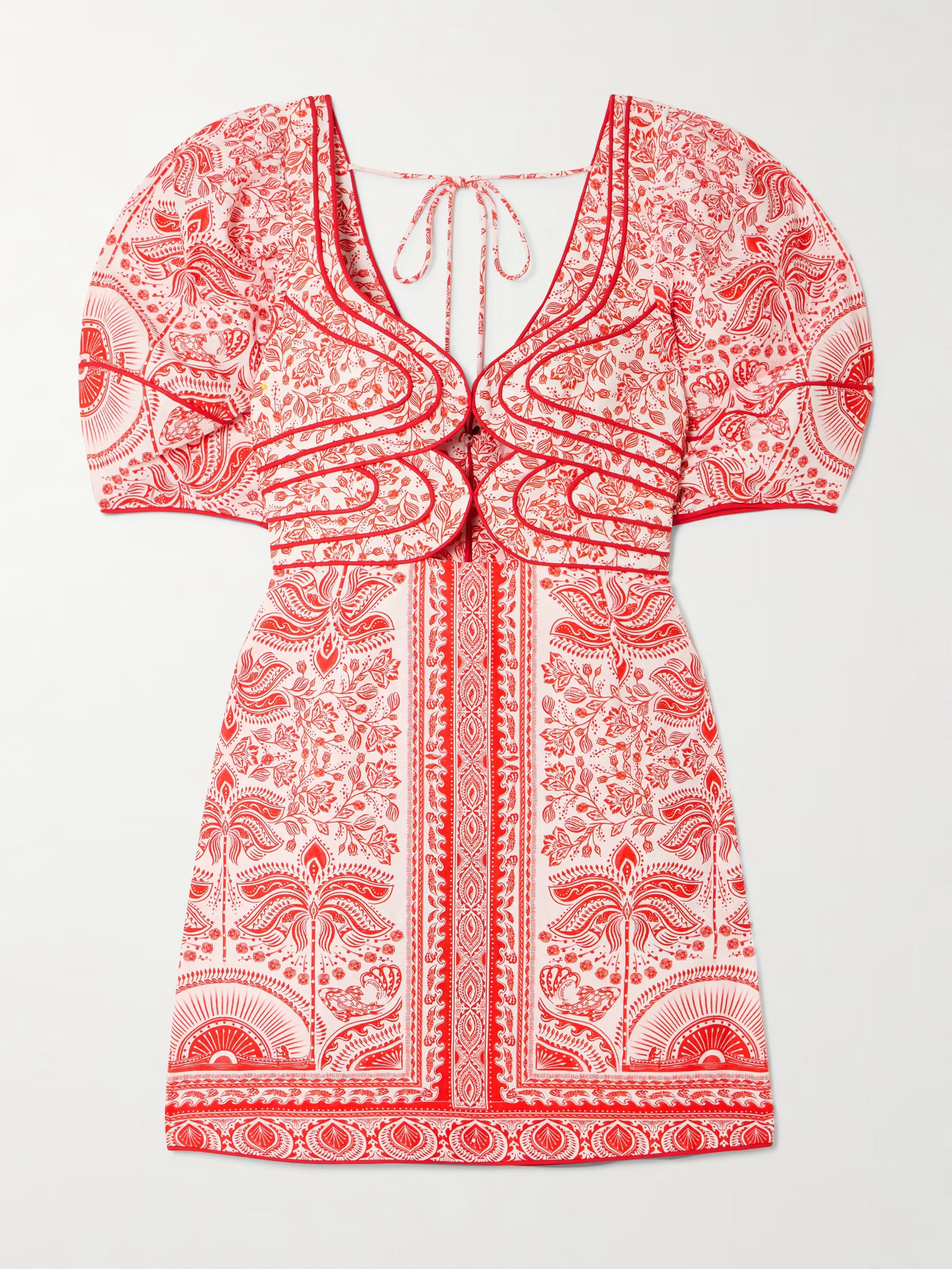 River Ride cutout floral-print linen-blend mini dress | NET-A-PORTER (US)