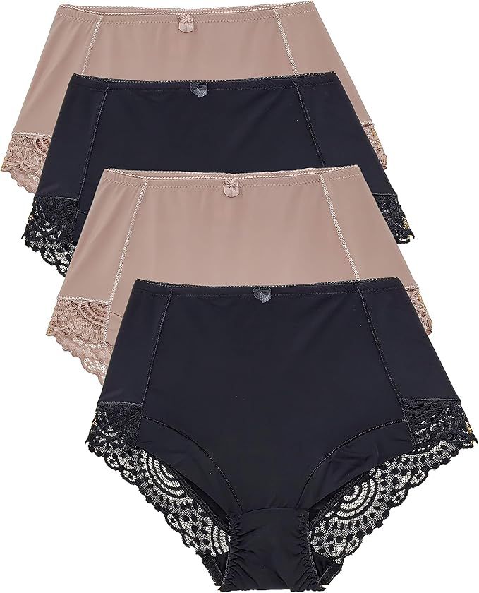 Barbra Lingerie Womens Briefs Underwear Tummy Control Panties S-Plus Size 4 Pack Girdle Panty | Amazon (US)