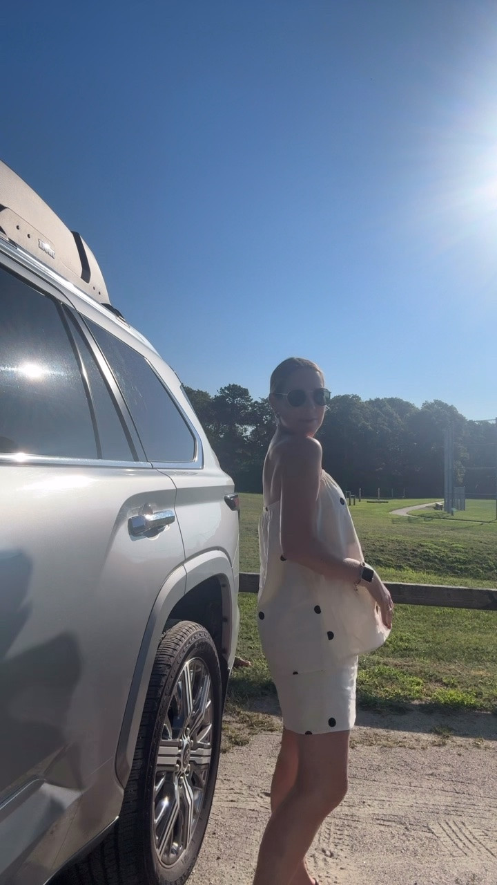 Another really cute 10/10 set from Amazon! Not maternity but super bump friendly. I got the medium! Tried to take a quick video before heading to the baseball game ⚾️  Also loving the pop of polka dots, and the elastic waistband 🤌  

Not pictured but I’m currently wearing: these adorable brown sandals (linked). And I’m super into this teardrop shaped earring💧 Also if you have not yet tried Saie tinted moisturizer you are missing out! Amazing coverage and silky smooth. I wore it every day on vacation

#LTKgrwm #LTKmomlife #LTKootd