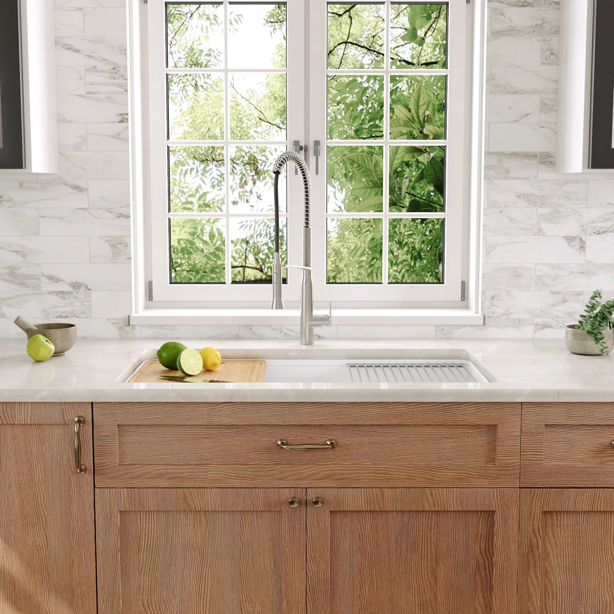 DeerValley Fireclay Workstation Kitchen Sink 33" L x 19" W Large Single Bowl Undermount/Drop-in K... | Wayfair North America